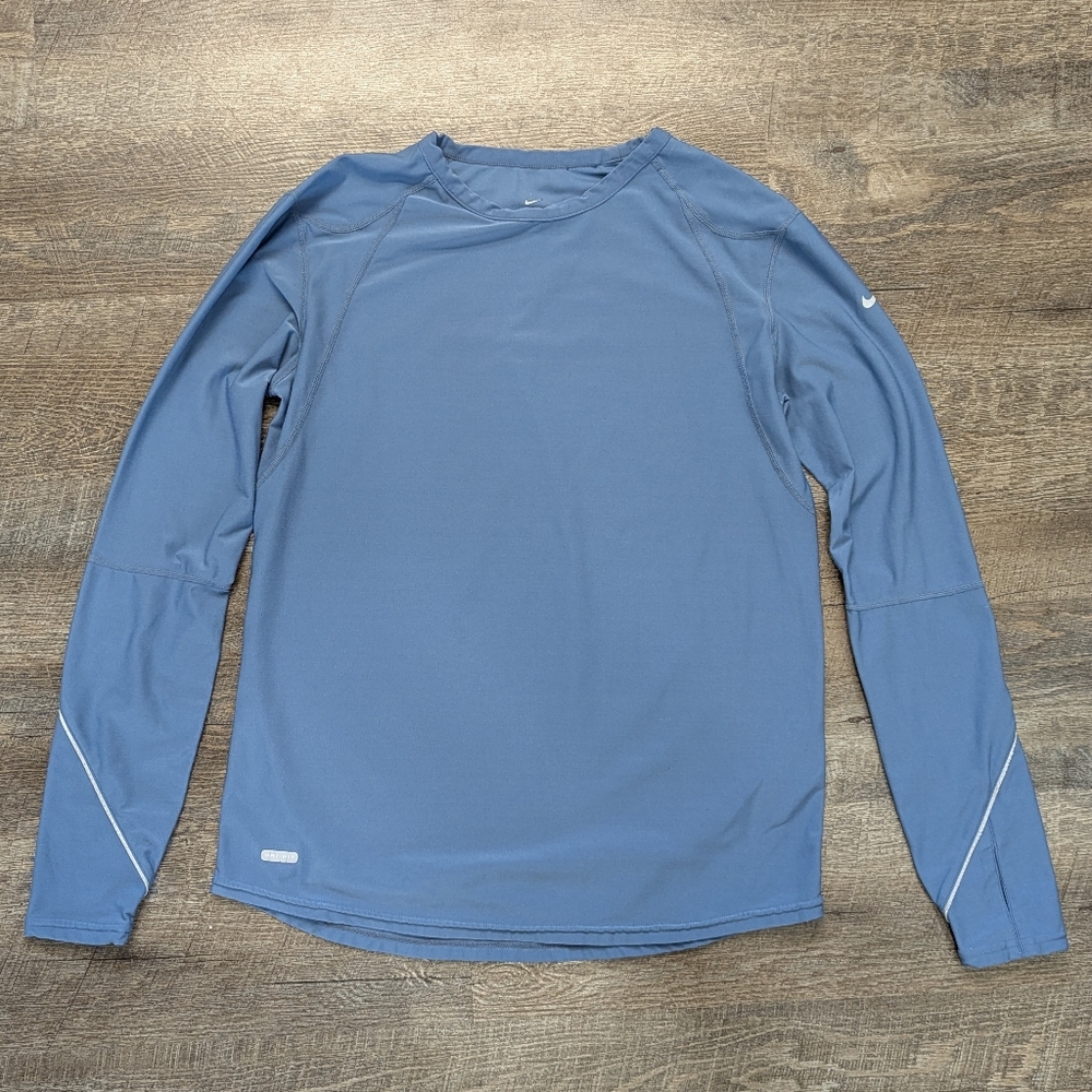 Nike DriFit Blue Men's Long Sleeve Athletic Shirt